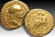Ancient Coins - AV gold aureus Vespasian / Vespasianus, Lugdunum (Lyon) mint 71 A.D. - Titus & Domitian reverse, rare