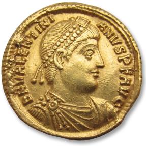 Ancient Coins - AV gold solidus Valentinian I, Thessalonica mint circa 364 A.D.