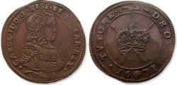 World Coins - Southern Netherlands AE jeton Brussels mint 1671: Charles II of Spain trusts in God