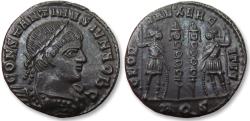 Ancient Coins - Constantine II Caesar, AE follis, Aquileia mint 335-336 A.D. - mintmark AQS - hints of original silvering -