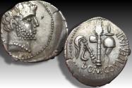 Ancient Coins - AR denarius C. Domitius Calvinus, Osca mint circa 39-38 B.C. - governor of Spain under Octavian - rare type