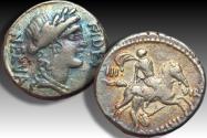 Ancient Coins - AR denarius A. Licinius Nerva, Rome mint 47 B.C. - scarcer type -