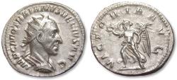 Ancient Coins - AR silver antoninianus Trajan Decius, Rome mint circa 250-251 A.D. - VICTORIA AVG -