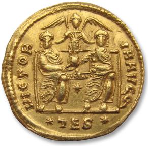 Ancient Coins - AV gold solidus Valentinian I, Thessalonica mint circa 364 A.D.