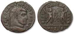Ancient Coins - AE 24mm follis Maxentius, Ostia mint circa 309-312 A.D. - AETERNITAS AVG N, MOSTS - Pollux & Castor