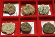 Ancient Coins - Group of 6x Pb/lead Byzantine seal circa 600-1000 A.D.- various types, from former German collection
