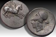 Ancient Coins - AR stater Corinthia, Corinth circa 375-300 B.C. - control symbols E + poppy flower -