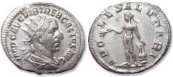 Ancient Coins - AR antoninianus Trebonianus Gallus, Rome mint 251-253 A.D. - APOLL SALVTARI -