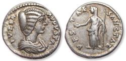 Ancient Coins - AR silver denarius Julia Domna, Laodicea ad Mare mint circa 196-202 A.D. - VESTAE SANCTAE - scarcer eastern cointype