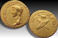 Ancient Coins - AV gold aureus Nero Claudius Drusus Germanicus, father of emperor Claudius, Lugdunum 41-42 A.D. - rare -