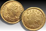 Ancient Coins - AV gold solidus Valens, Antioch mint 367-375 A.D. - scarcer type -