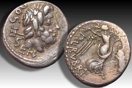 AR quinarius L. Rubrius Dossenus, Rome mint 87 B.C. - well struck for ...