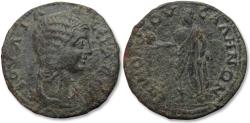 Ancient Coins - AE 25mm Julia Domna, Lydia, Sala mint 193-217 A.D. - struck under magistrate Valerios Moloxos -
