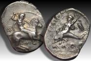 Ancient Coins - AR nomos / didrachm Calabria, Tarentum circa 290-281 B.C. - Dies signed by Philistion -