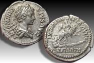 Ancient Coins - Silver denarius Caracalla, Rome mint circa 201-206 A.D. - INDVLGENTIA AVGG, Dea Caelestis on lion