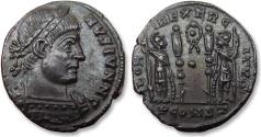 Ancient Coins - Constantine II Caesar AE follis, Arelate (Arles) 333 A.D. - PCONST + wreath -