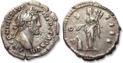 Ancient Coins - AR silver denarius Antoninus Pius, Rome mint circa 154-155 A.D. - COS IIII, Vesta -