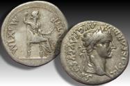Ancient Coins - AR silver denarius Tiberius, Lugdunum circa 18-35 A.D. - famous tribute penny type -