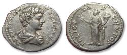 Ancient Coins - AR denarius Geta as Caesar, Rome mint circa 198 A.D. - FELICITAS TEMPOR -