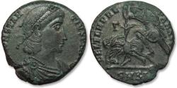 Ancient Coins - AE silvered centenionalis Constantius II as Augustus, Cyzicus mint, 1st officina circa 347-348 A.D. - mintmark SMKA - large 23mm coin
