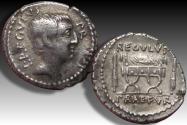 Ancient Coins - AR denarius L. Livineius Regulus, Rome mint 42 B.C. - scarcer variety, well struck for the type -