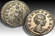 Ancient Coins - AR denarius Julia Maesa, Rome mint circa 218-220 A.D. - superb coin, gold toning, rare in this high quality