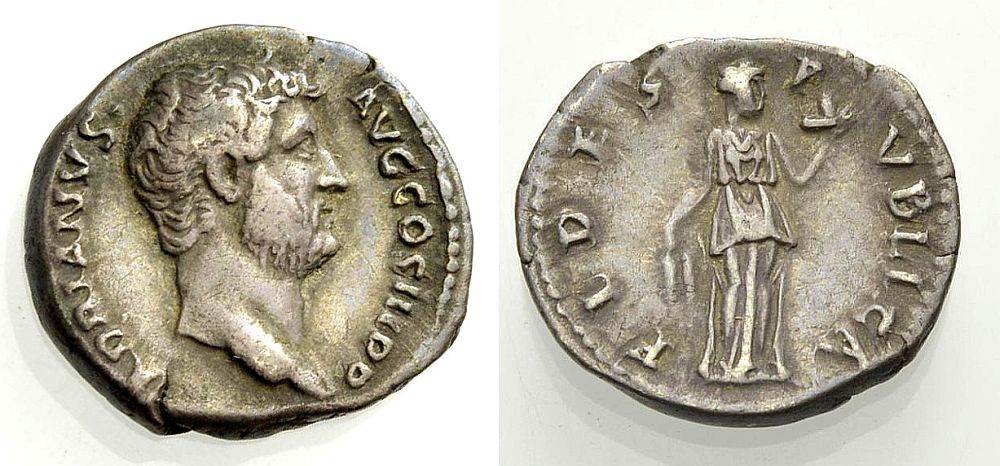 Fides publica on Hadrian's coin (Photo