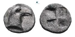 Ancient Coins - *Eagle's head right* Aiolis. Kyme circa 450-400 BC.  Hemiobol AR