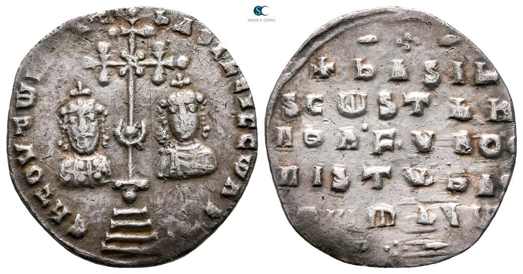 Basil II Bulgaroktonos, with Constantine VIII, 976-1025. Miliaresion ...