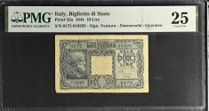 World Coins - Italy 10 Lire AD 1944 ( PMG Graded )