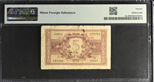 World Coins - Italy 5 Lire AD 1944 ( PMG Graded )