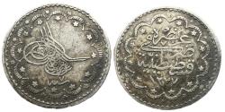 World Coins - Ottoman/Turkey AR 5 Kurush Constantinople AH 1277/7