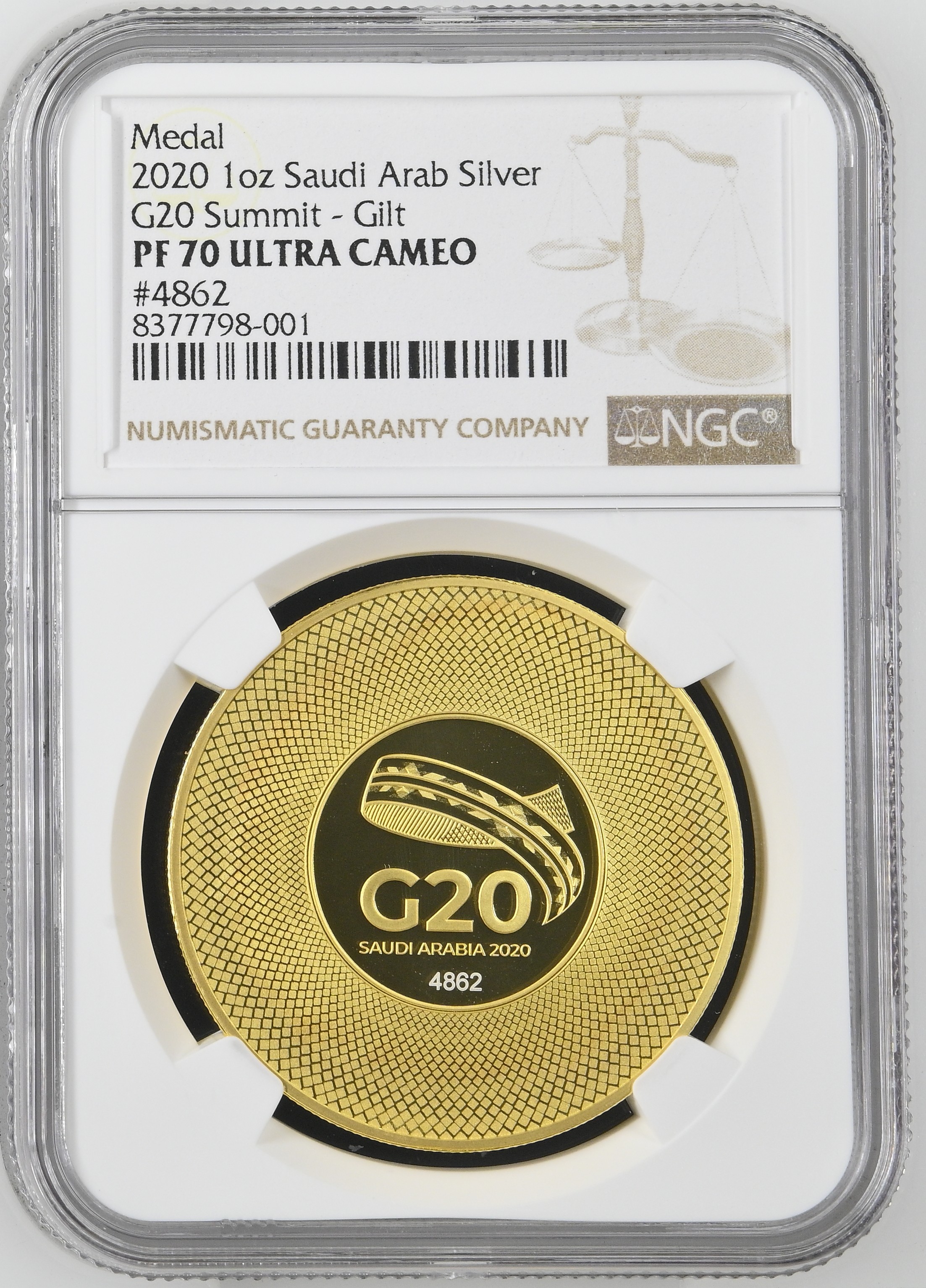 サウジアラビア　G20 メダル　　シリアルナンバー Saudi Arabia G20 Medal AD 2020 ( NGC Top Pop ) | Tokens & Medals