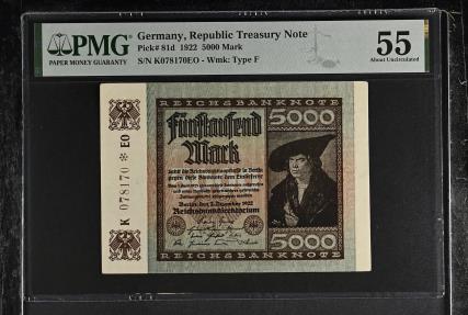 World Coins - German 5000 Mark AD 1922 ( PMG Graded )
