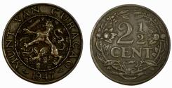 World Coins - Netherlands 2 1/2 CENT AD 1947
