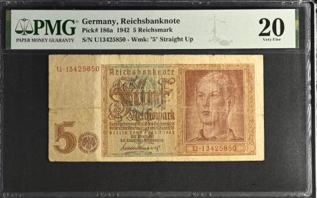 World Coins - Germany 5 Mark AD 1942 ( PMG Graded )