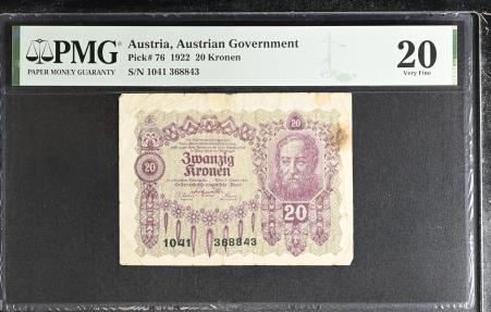 World Coins - Austria 20 Kronen AD 1922 ( PMG Graded )
