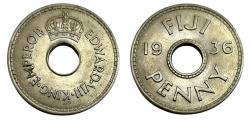 World Coins - FIJI 1 PENNY COPPER-NICKEL AD 1936