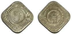 World Coins - Netherlands 5 CENT AD 1957