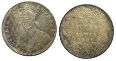 World Coins - British India 1 Rupee Queen Victoria AD 1890