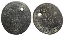 World Coins - Bohemia 3 Kreuzers Leopold I AD 1698