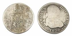World Coins - Spain 2 Riyals Charles IV AD 1808