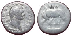 Ancient Coins - Domitian - 81-96 AD - COS V - She-wolf - VF