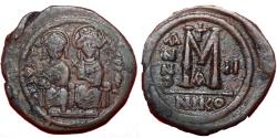 Ancient Coins - Justin II & Sophia AE Half Follis. 565-578 AD. Nicomedia mint.