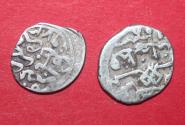 World Coins - Two unidentified silver obols with Turkish writing on them