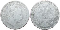 World Coins - Austria - 20 Kreuzer - Franz Joseph 1870  Silver