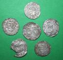 World Coins - Lot comprising 6 medieval Hungarian AR denars  Silver