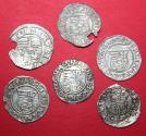World Coins - Lot comprising 6 medieval Hungarian AR denars  Silver