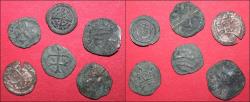 World Coins - Lot comprising 6 medieval Hungarian bronze denars of Bela II and Sigismund
