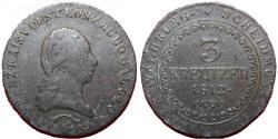 World Coins - Austria-Hungary - 3 Kreuzer 1812 - Ferdinand I, S, VF